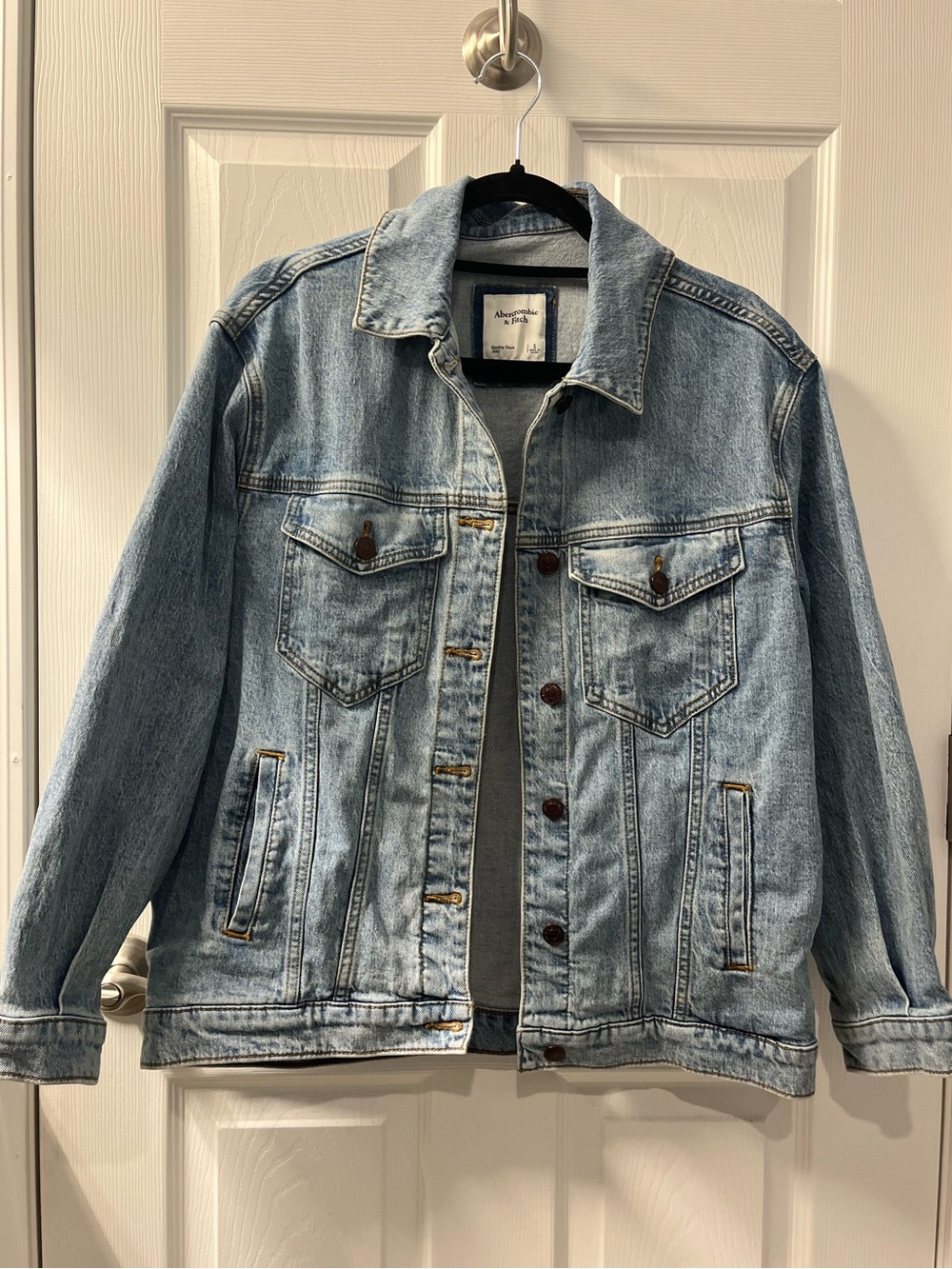 A & F oversized denim trucker jacket